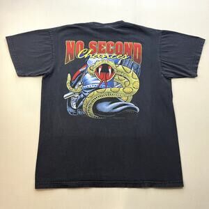 Vintage Laughlin Motorcycle T-Shirt Adult Medium Black No Second Chances Biker